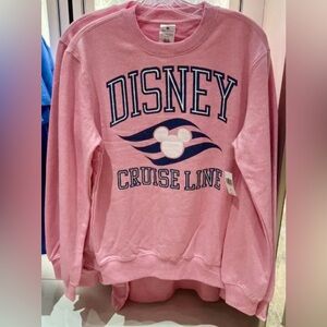 M Medium 2025 disney cruise line Pink sweatshirt Pullover waves logo Mickey head